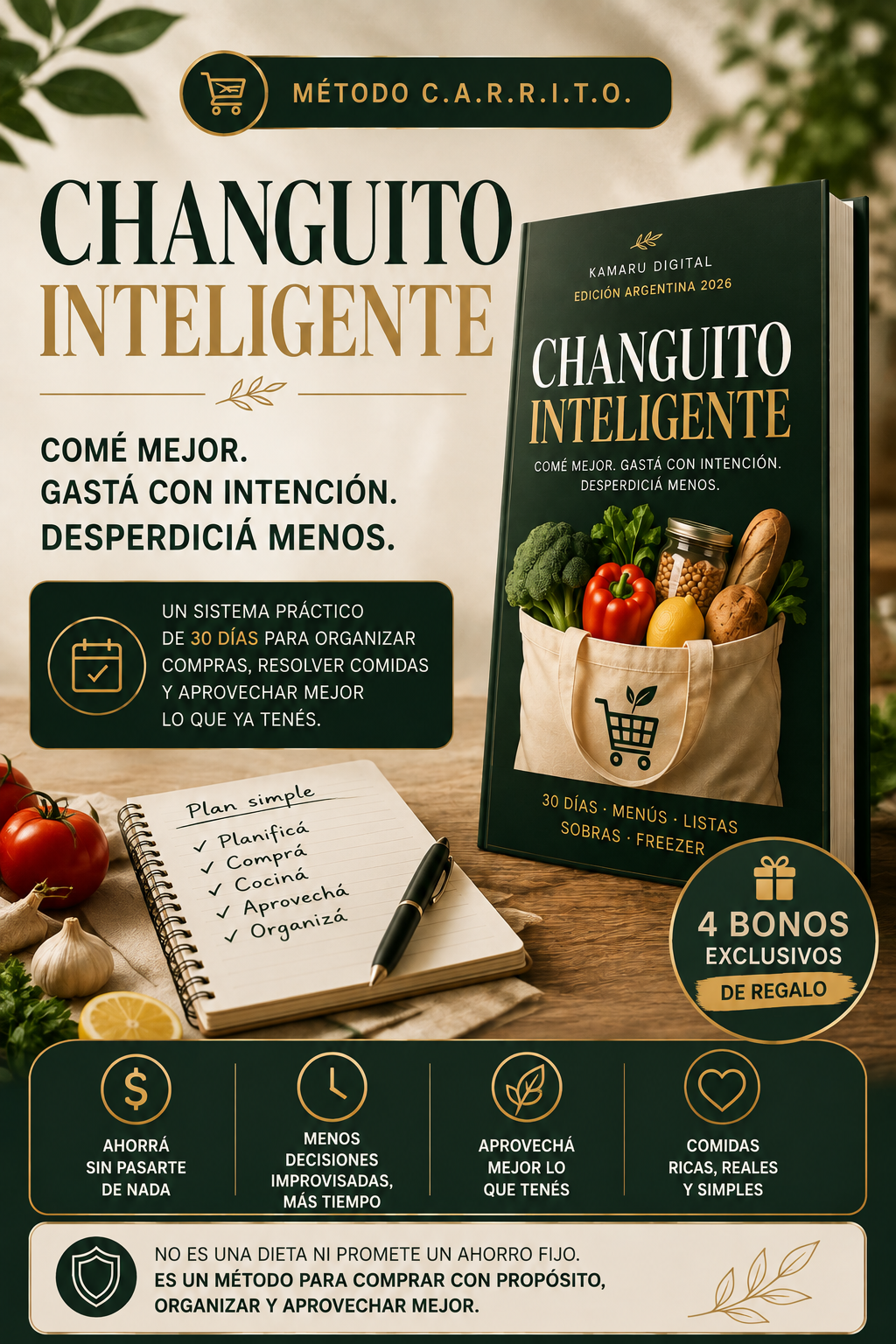 CHANGUITO INTELIGENTE + 4 BONOS = Comé mejor. Gastá con intención. Desperdiciá menos.